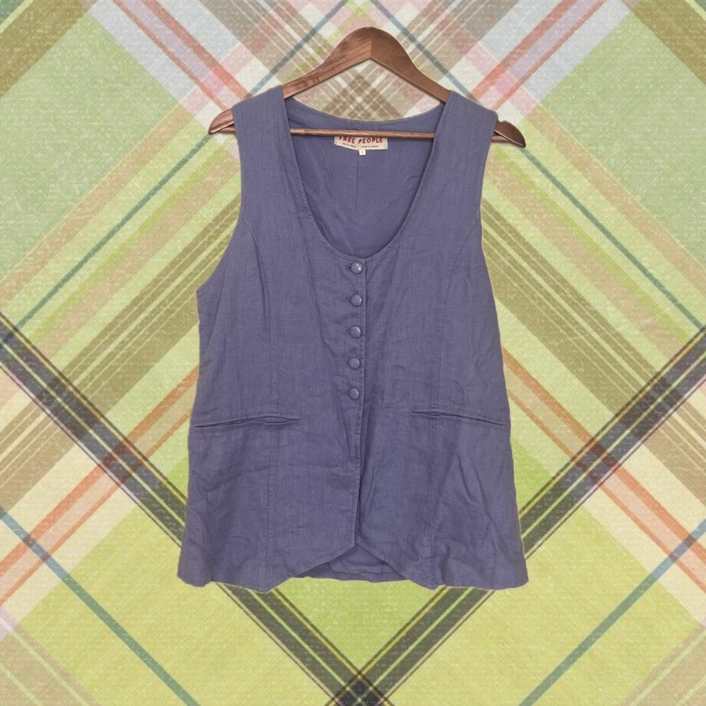 Free People Periwinkle Blue Button-Down Vest